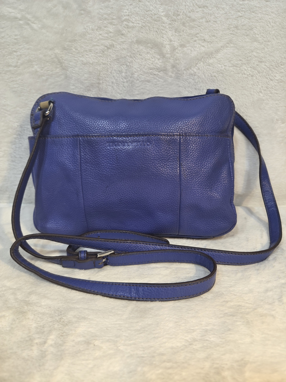 Blue Leather Crossbody Bag